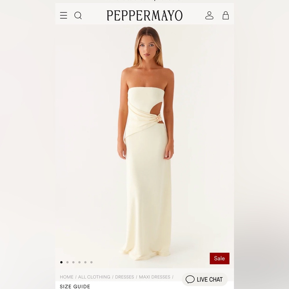 Peppermayo ButterCream Strapless Maxi Dress